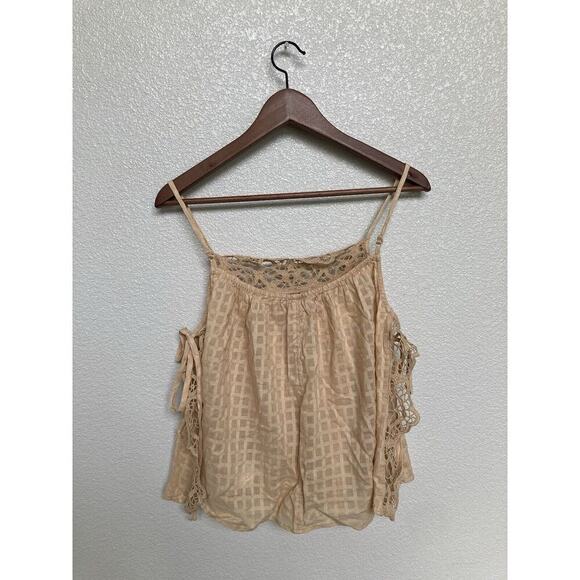 NWT American Eagle neutral blowy side tie top crochet lace boho small festival - Picture 8 of 8